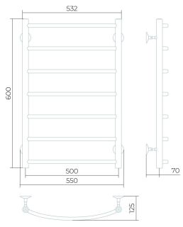 Водяной полотенцесушитель Larusso Классик П7 50x80см хром 4670078535283